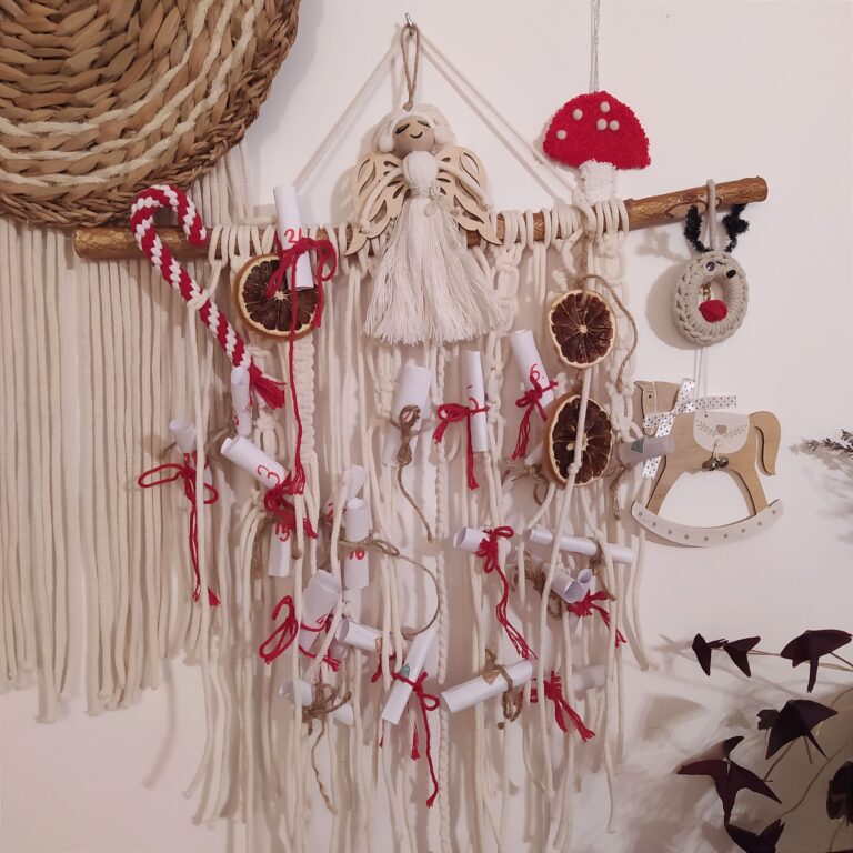 jak zrobić kalendarz adwentowy, makrama krok po kroku