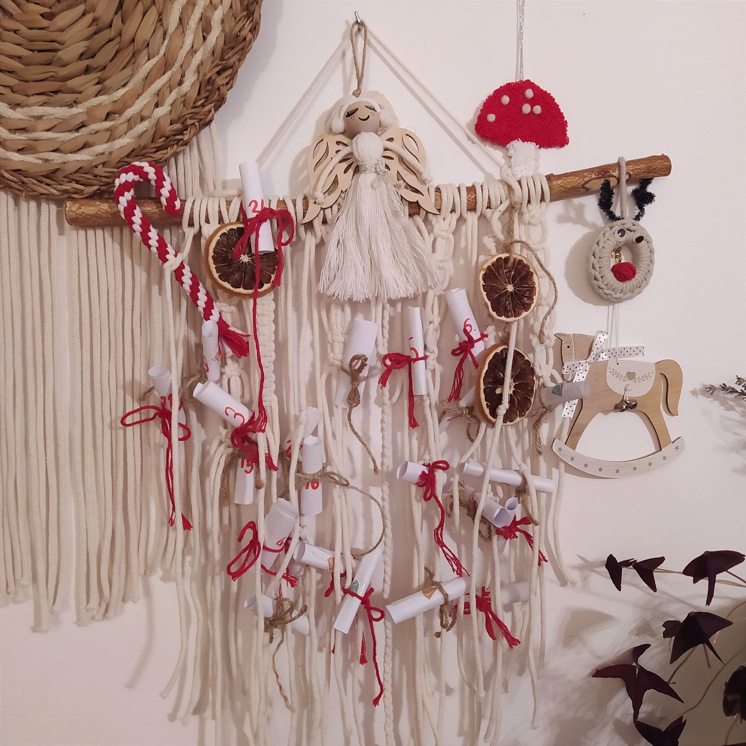 jak zrobić kalendarz adwentowy, makrama krok po kroku